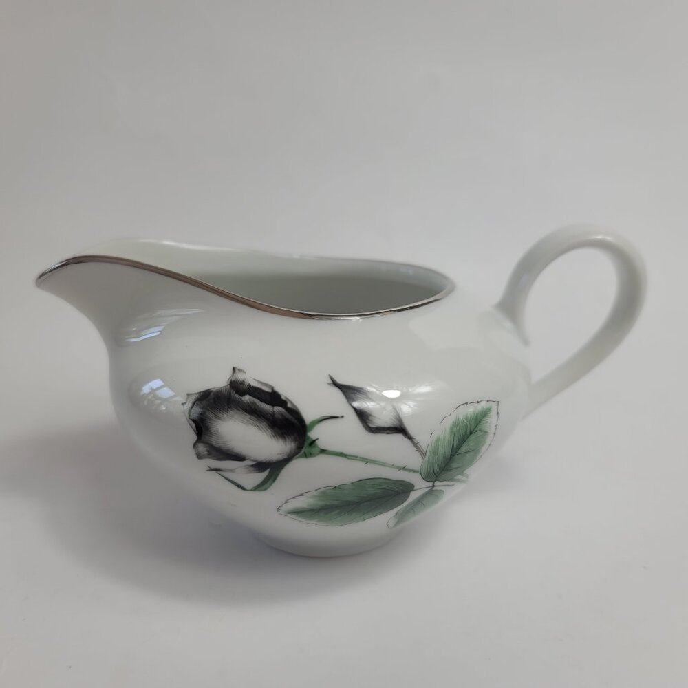 Stonegate Midnight Rose Creamer White with Black/Gray Roses